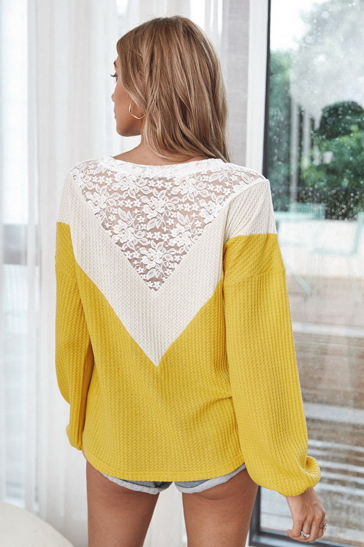 Elegant Patchwork Lace Collar Sweater for Sophisticated Style