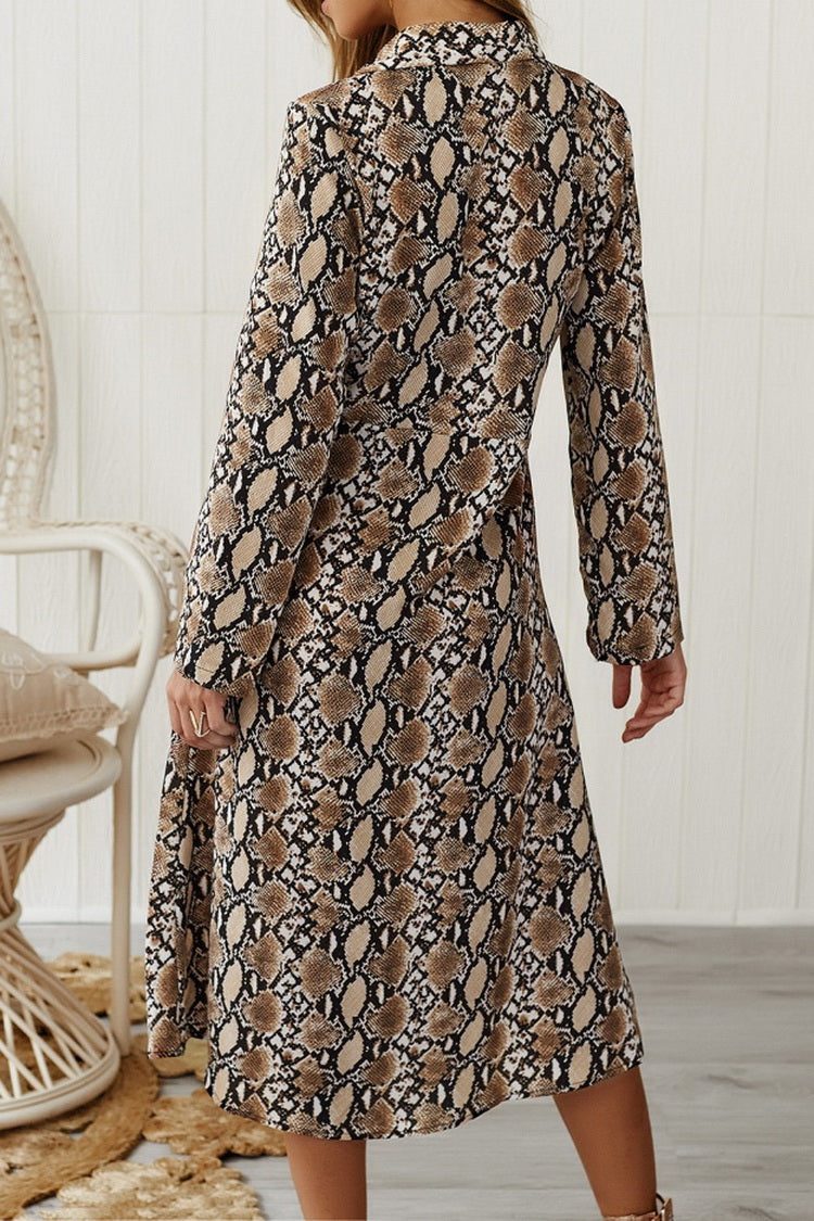 Long Sleeved Leopard Maxi Dress