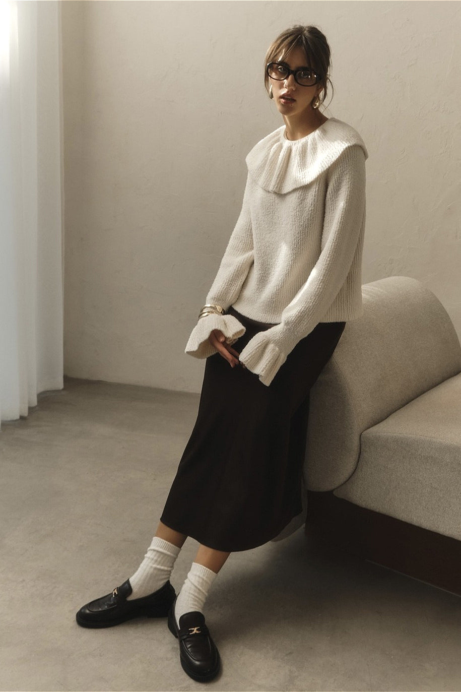 Vintage Ruffle Flare Sleeve Blouse