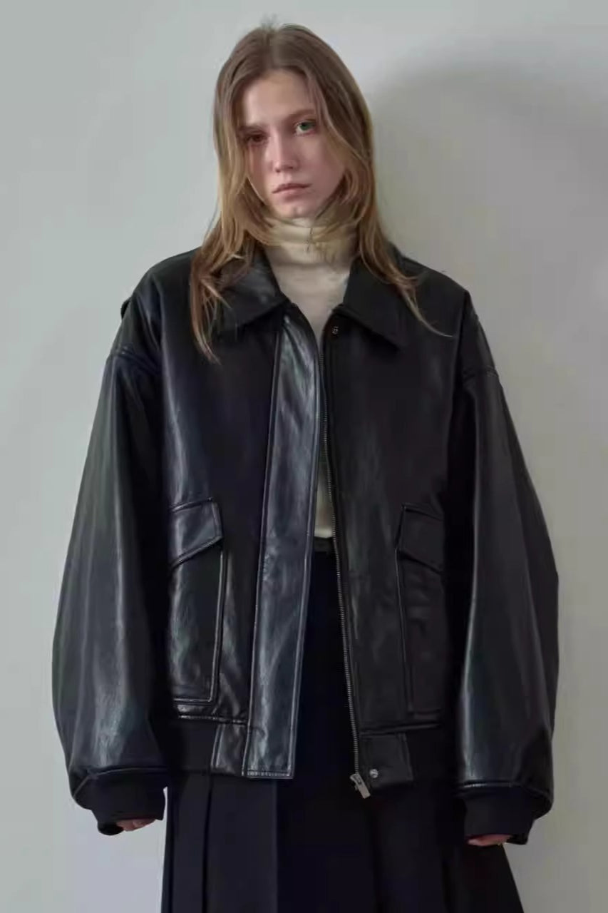 Spring Oversized Faux Leather Coat for Chic Layering