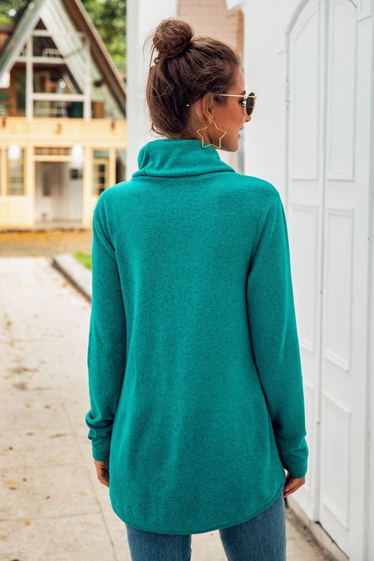 RadyRin Irregular Hem Long-Sleeve Turtleneck Sweater