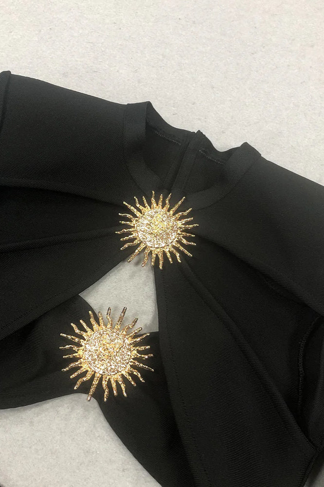 Black Long Sleeve Bandage Party Party Dress - Fashionpara