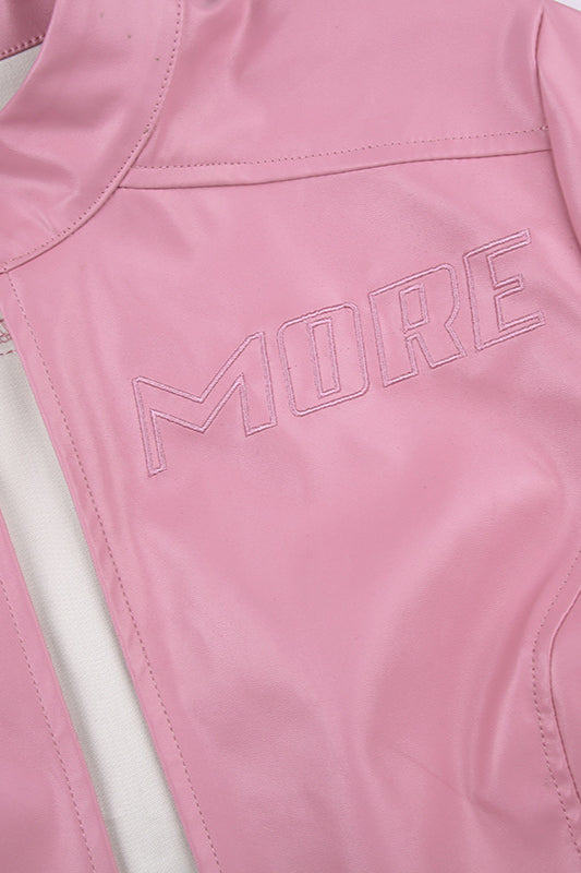 Chic Pink Biker Bomber Coat for Stylish Everyday Wear