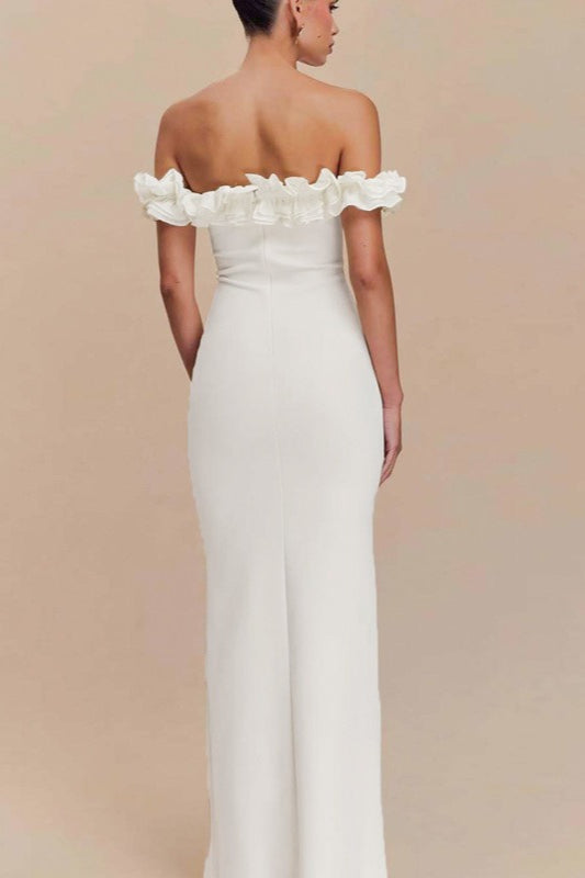 Ruffle Off-Shoulder Bodycon Mermaid Maxi Dress