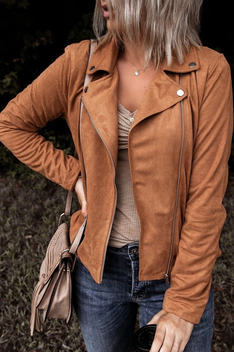Turndown Collar Zipper Design Jacket(4 colors )