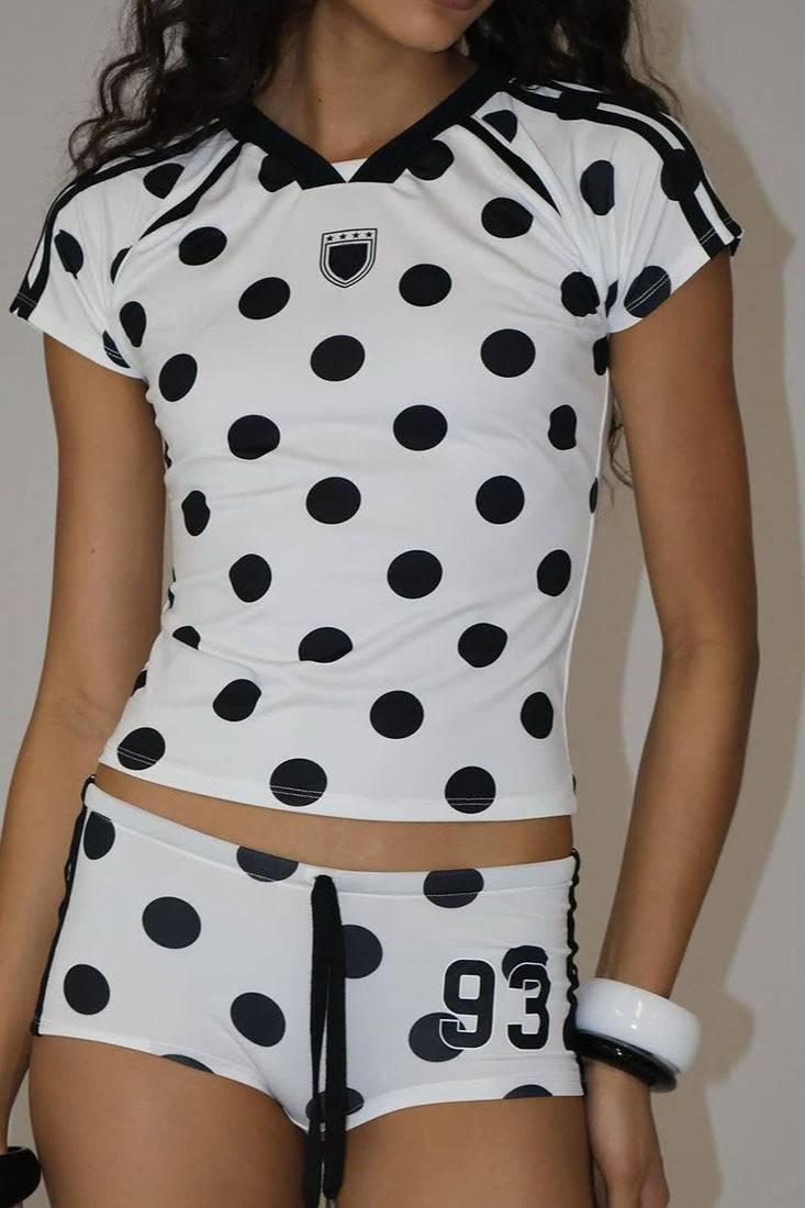 Number Print Fitted Tee Two Pieces Set