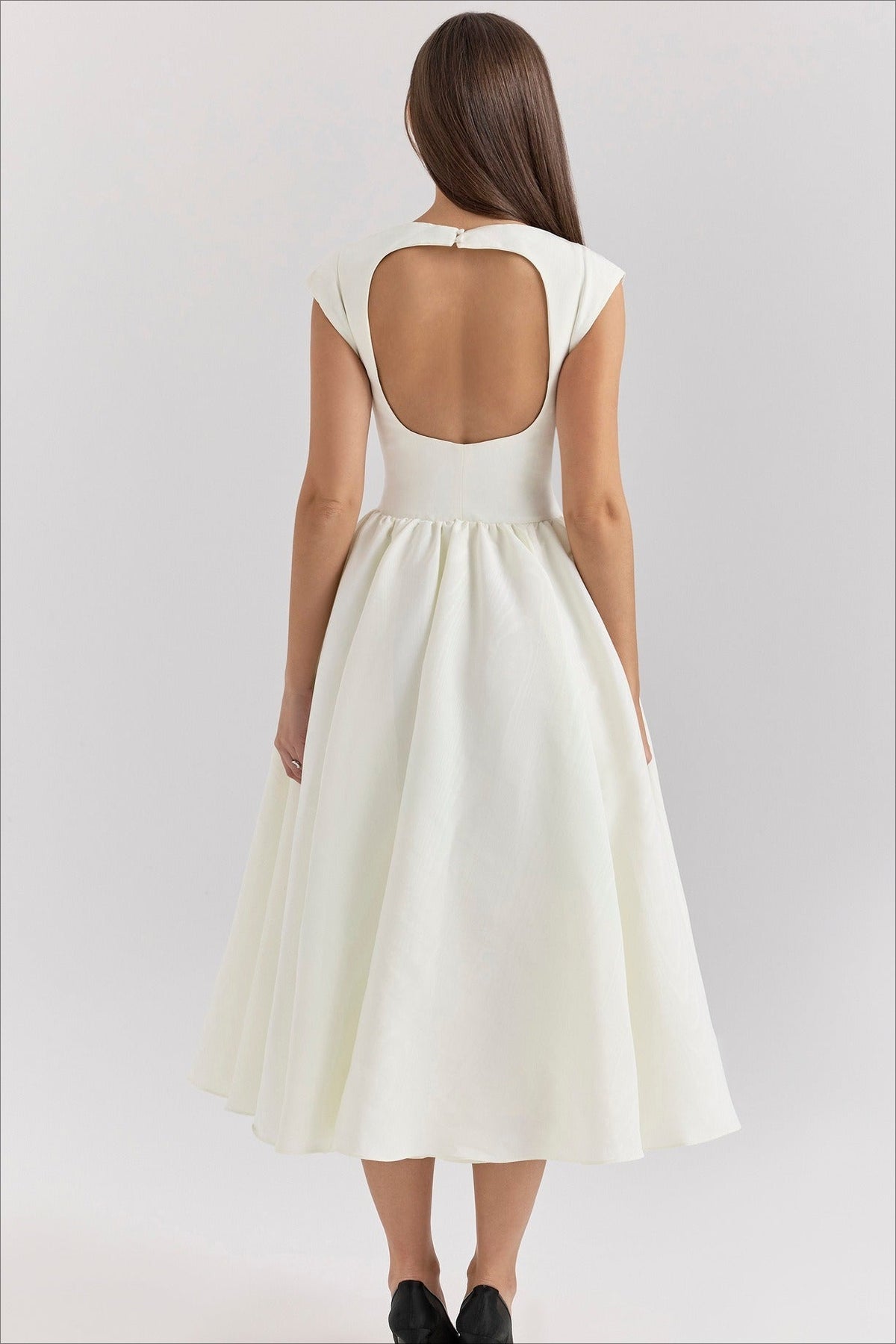 Boat Neck Cap Sleeve Fit & Flare Midi Dress 7
