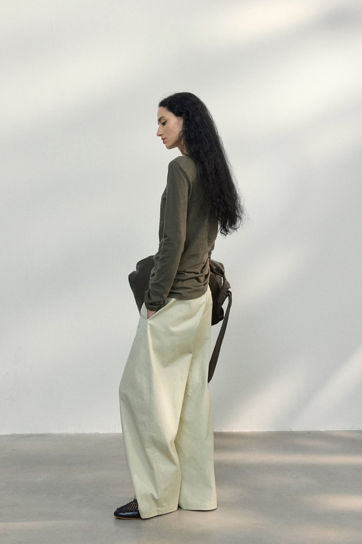 PrincessAce Textured Pleated Cotton Linen Knit Sweater