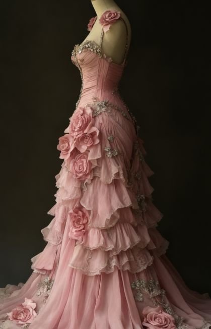 Pretty Ball Gown Pink Spaghetti Straps Tulle Long Quinceanera Dress - Fashionpara