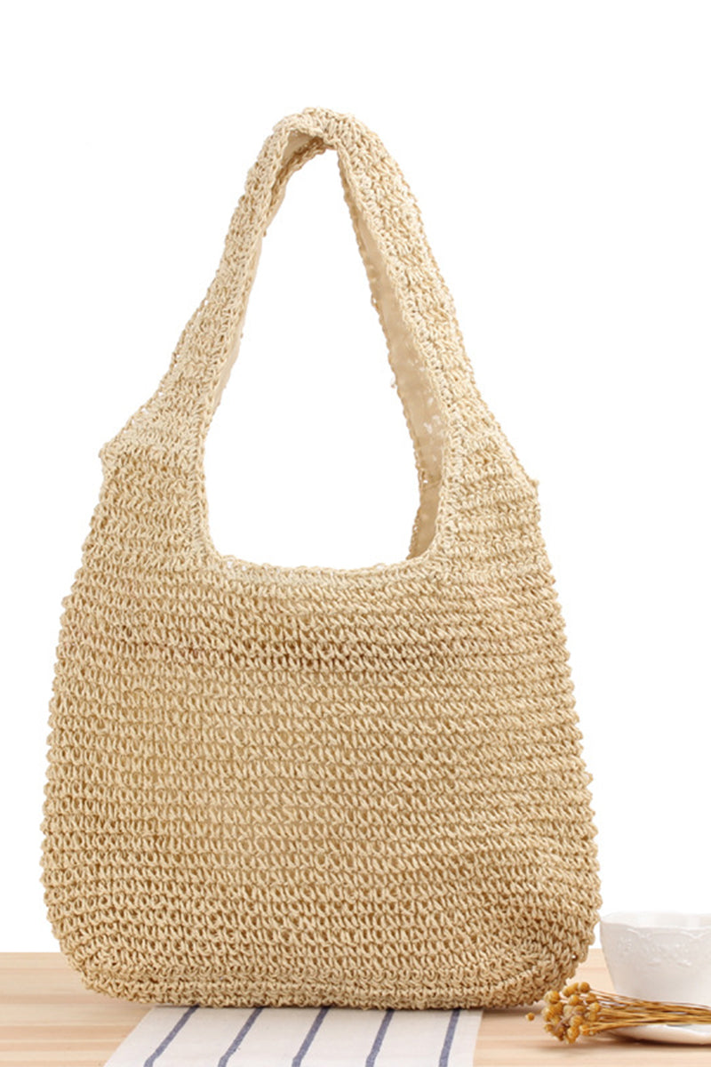 Casual Woven Straw Beach Bag with zipper - Fashionpara