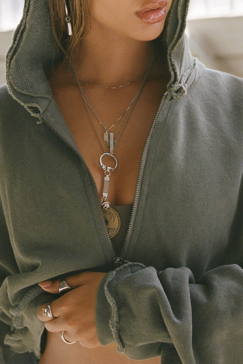 Cropped Distressed Hem Hoodie