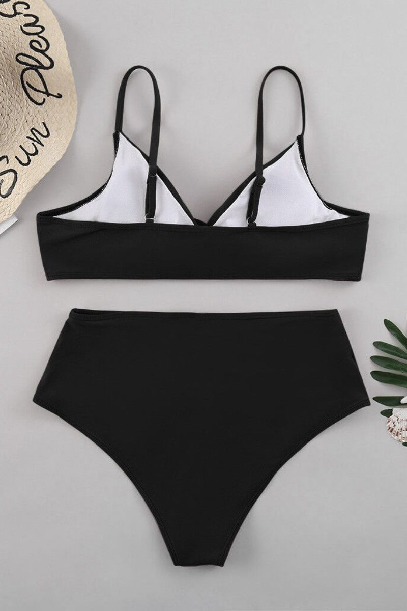 V Neck High-waisted Bikini Set