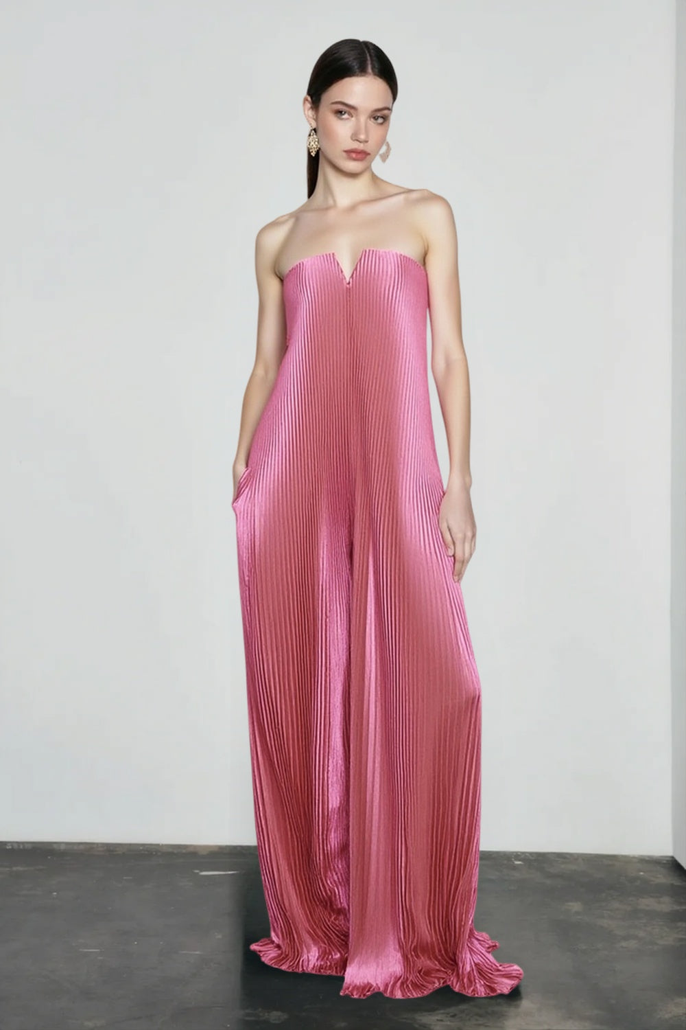 Pleated Strapless Sweetheart A-Line Maxi Gown 5