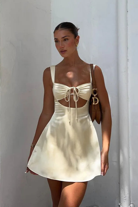 Tie Front Cutout Mini Dress