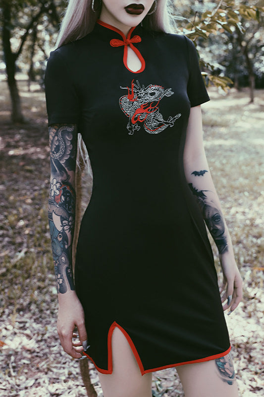 High Waist Cheongsam Gothic Dress