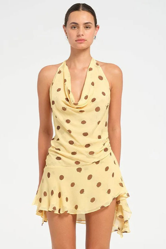Polka Dot Halter Mini Dress - Fashionpara