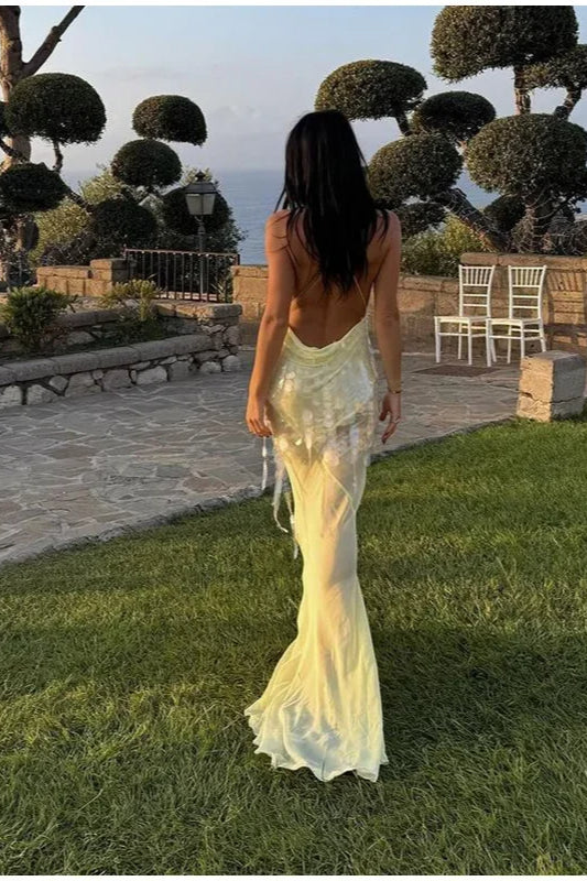 Sexy Sequins Backless Maxi Dress