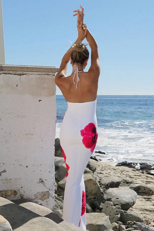 Floral Backless Slim Fit Bodycon Maxi Dress