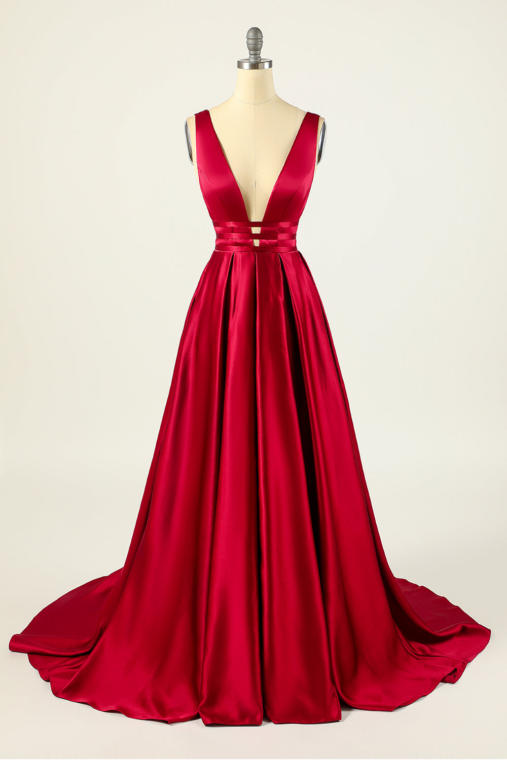 Blush Satin Long Prom Dress - Fashionpara