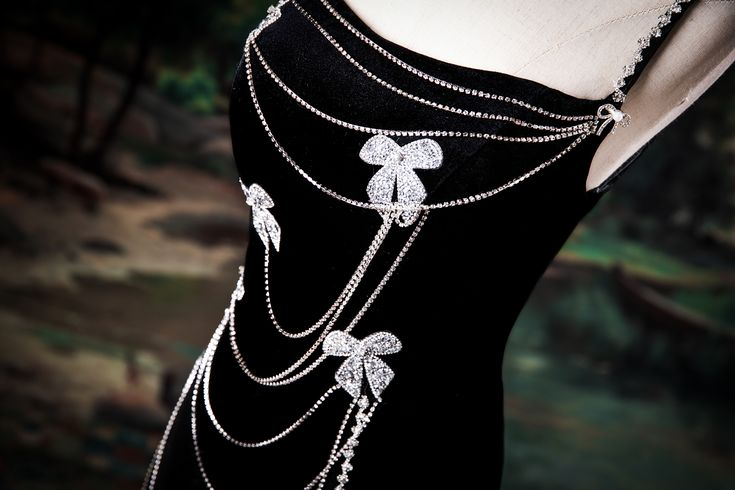 Elegant Black Velvet Spaghetti Straps Slit Beaded Mermaid Evening Dress Long Birthday Party Gown D1559