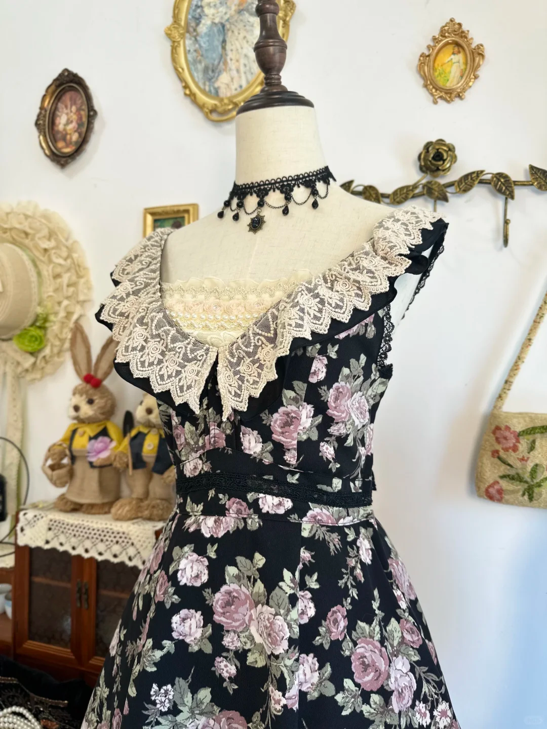 Pretty Black Chiffon Printed Floral Short Party Dress Formal Homecoming Dress Birthday Outfits D315