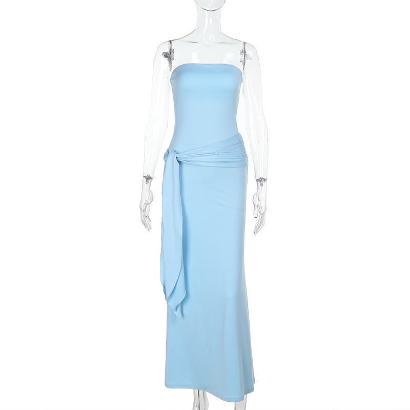 Strapless Ruched Sash-Detail Mermaid Maxi Dress 6