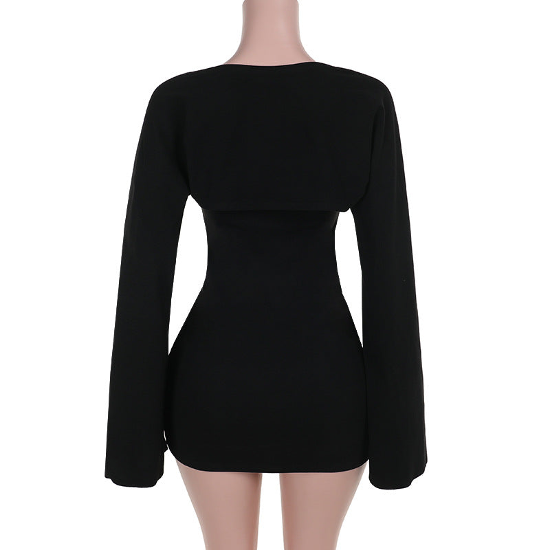 Strapless Flared-Sleeve Ruched Bodycon Mini Dress 6
