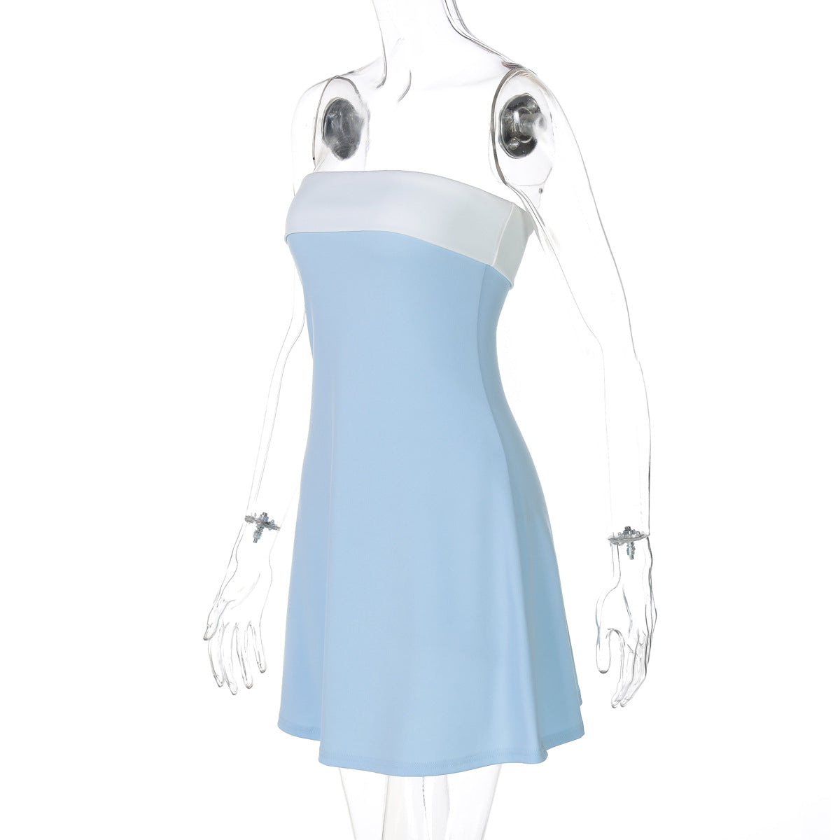 Strapless Contrast-Trim Bodycon Mini Dress 6