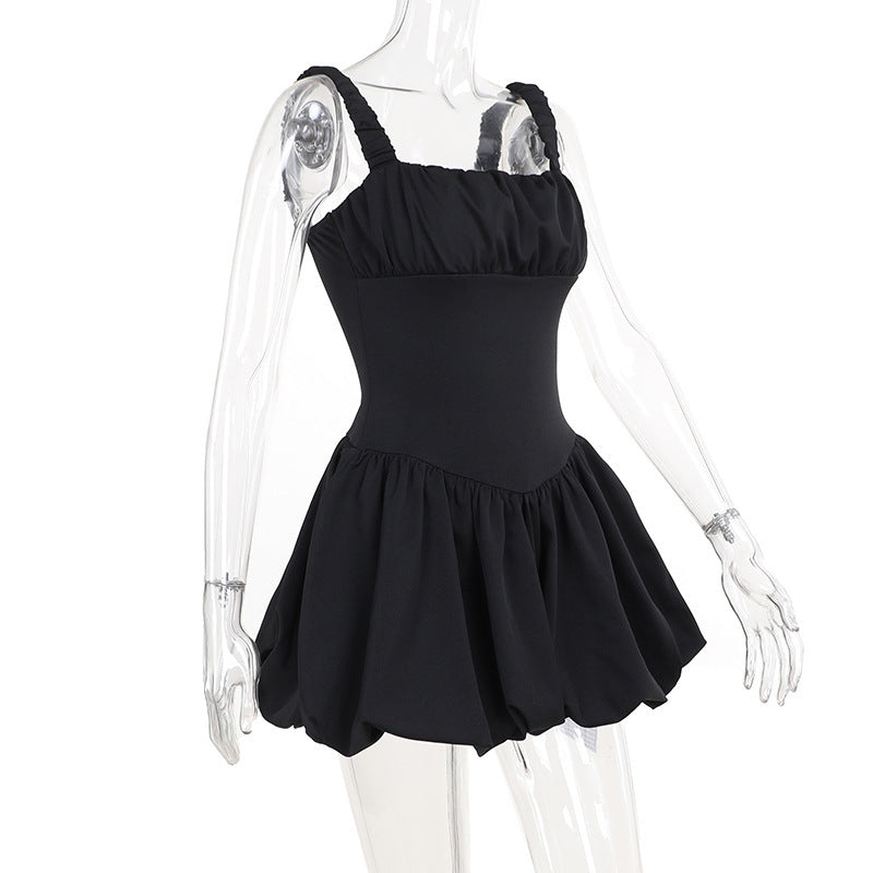 Ruffle-Strap Square-Neck Corset Puff-Hem Mini Dress 6