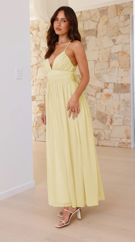 V-Neck Cross-Back Empire-Waist Flowy Maxi Dress 6