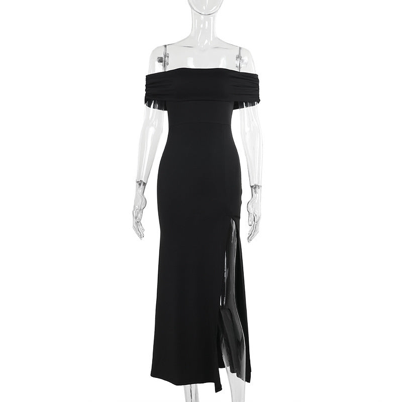 Off Shoulder Ruched High Slit Mermaid Maxi Gown 16