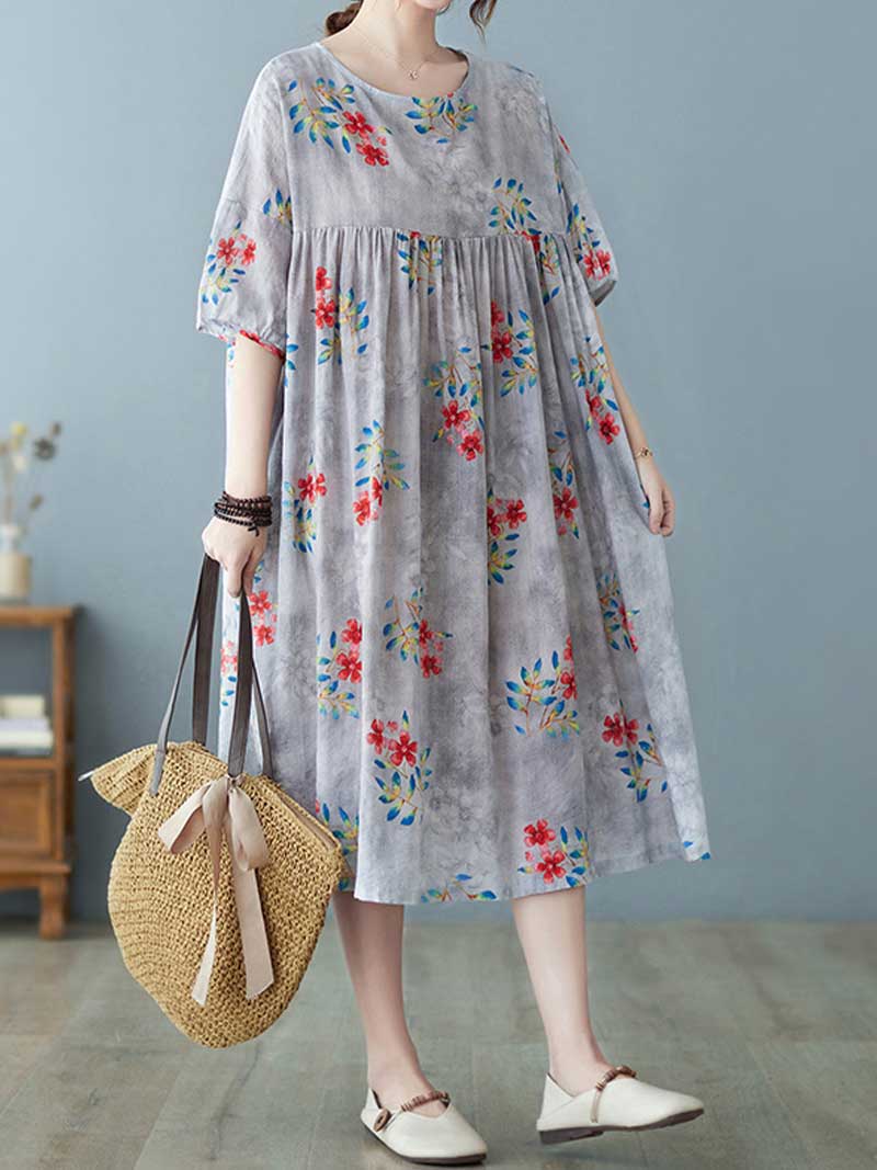 World Around Me Printed Floral Smock Dress - Fashionpara