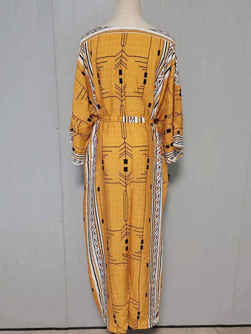 Printed Different Colors Polyester Long Length Gown Kimono Duster Robe - Fashionpara