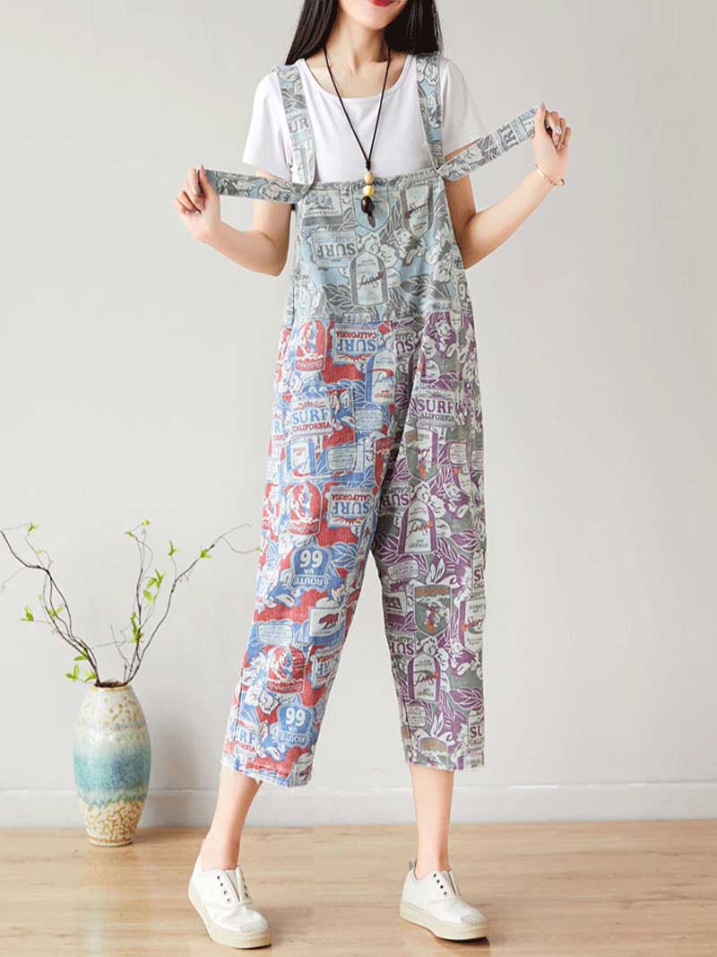 I love Music ripped Cropped Denim Overall Dungarees - Fashionpara
