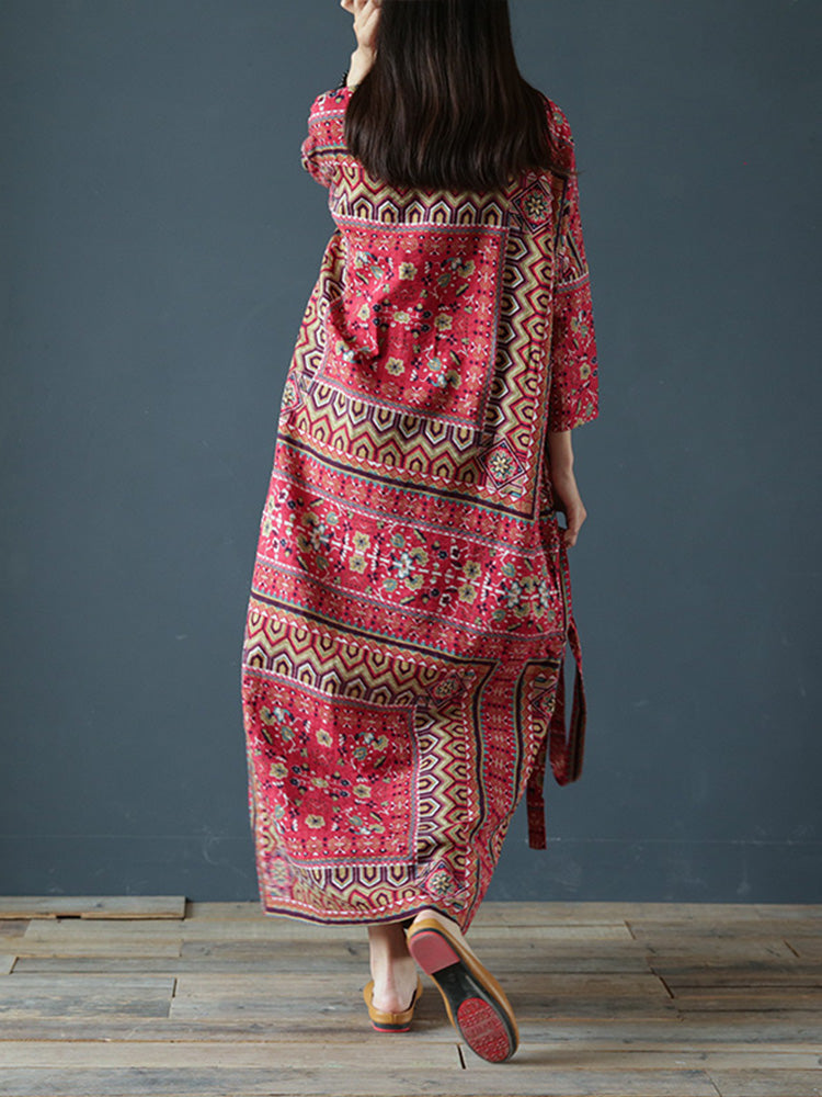 Wild Dreams Double Pocket Robe Maxi Dress - Fashionpara