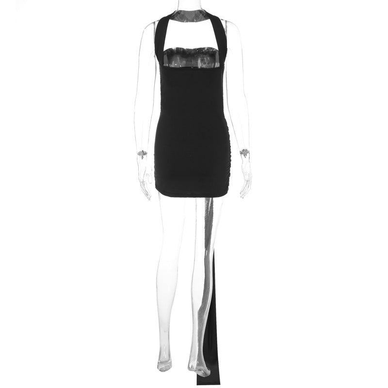 Strapless Ruched Draped Sash-Tie Bodycon Mini Dress 6