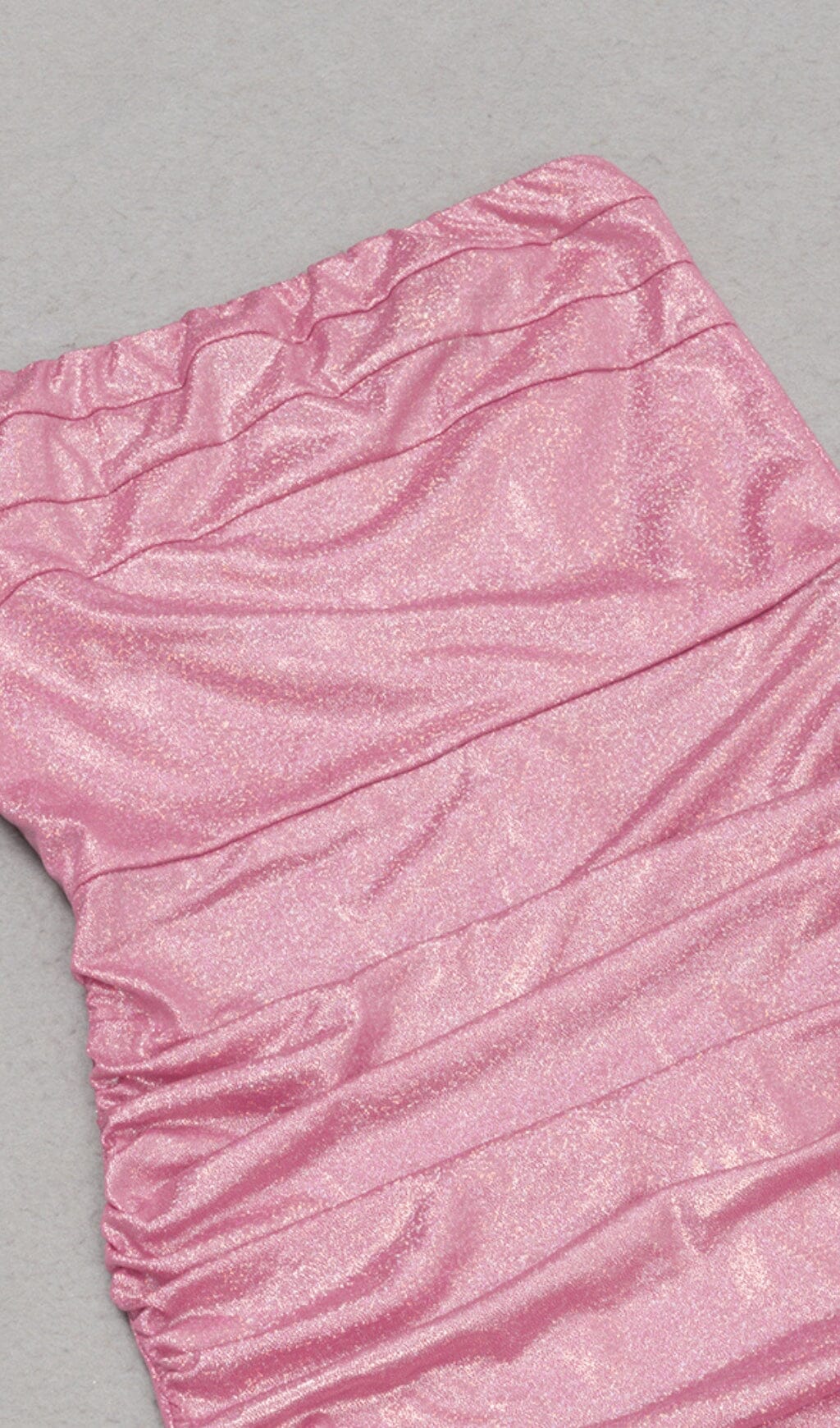 Metallic Strapless Ruched High-Slit Bodycon Maxi Dress