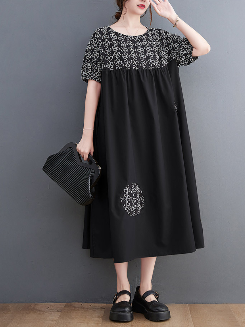 Wonder Cotton Short Slevees Smock Dress - Fashionpara