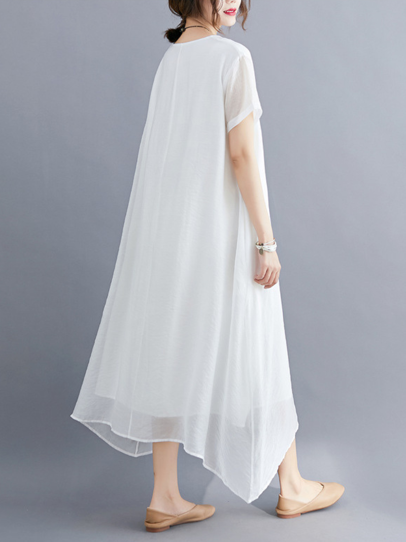 Close To my Heart Cotton V-neck A-line Dress - Fashionpara