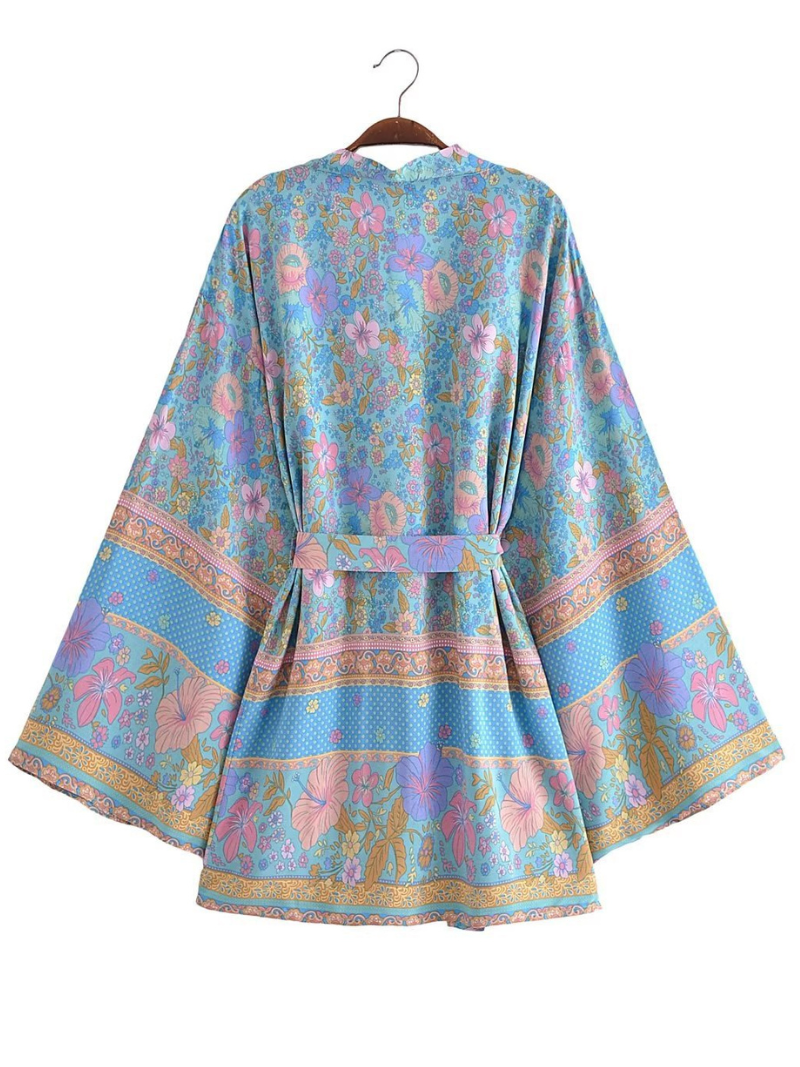 Down To Earth Cotton Floral Short Kimono Jcaket - Fashionpara