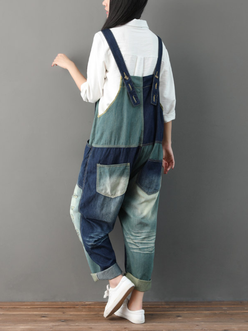 Close Your Eyes Denim Blue Overall Dungarees - Fashionpara