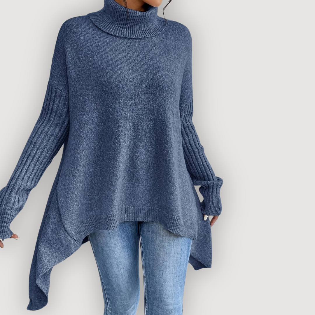 Turtleneck Long Sleeve High Low Oversized Sweater 6