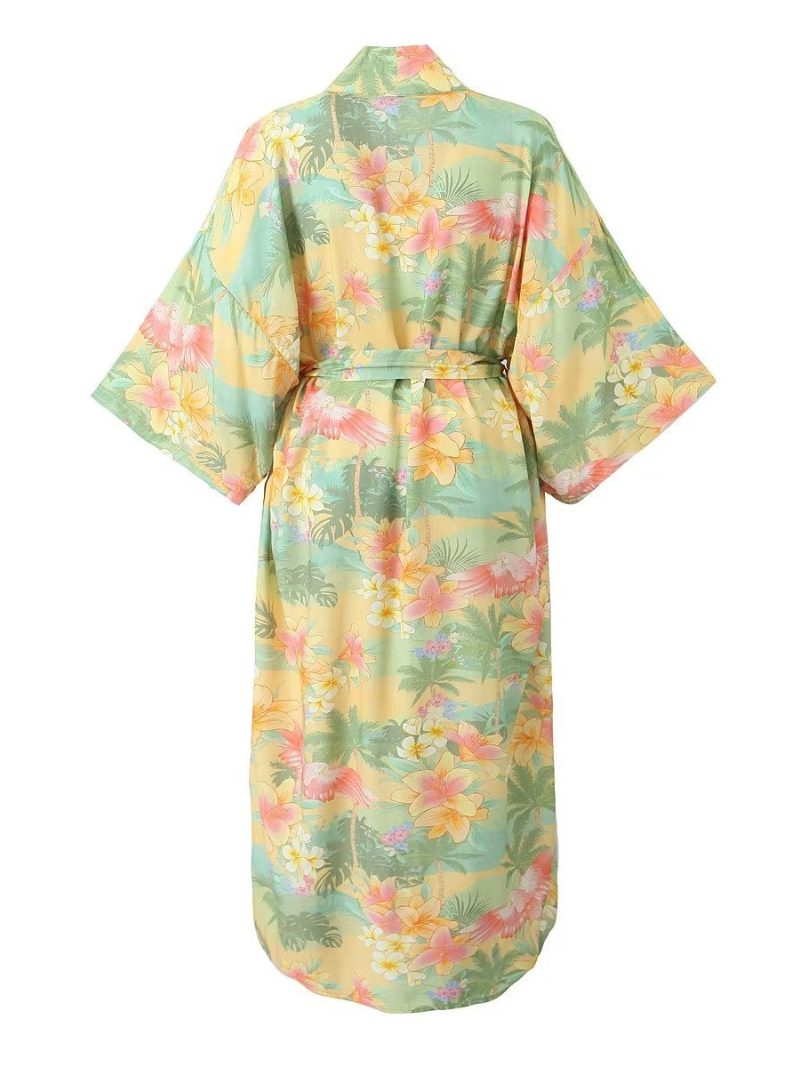 Pure Soul Lapel Collar Short Sleeves Kimono Jacket - Fashionpara