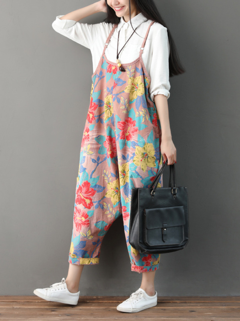 Everyday Wear Casual Flowers Bibs Overalls - Fashionpara