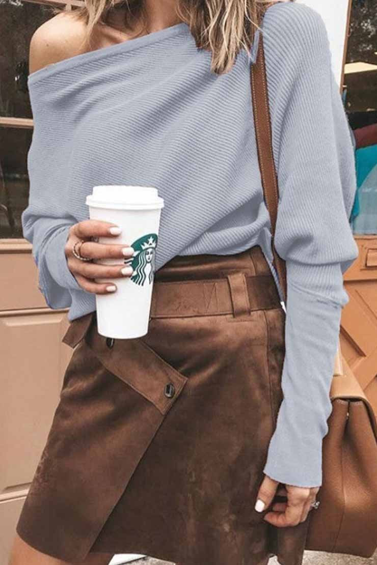 Florcoo Dew Shoulder Bat Sleeve Sweater in 3 Colors