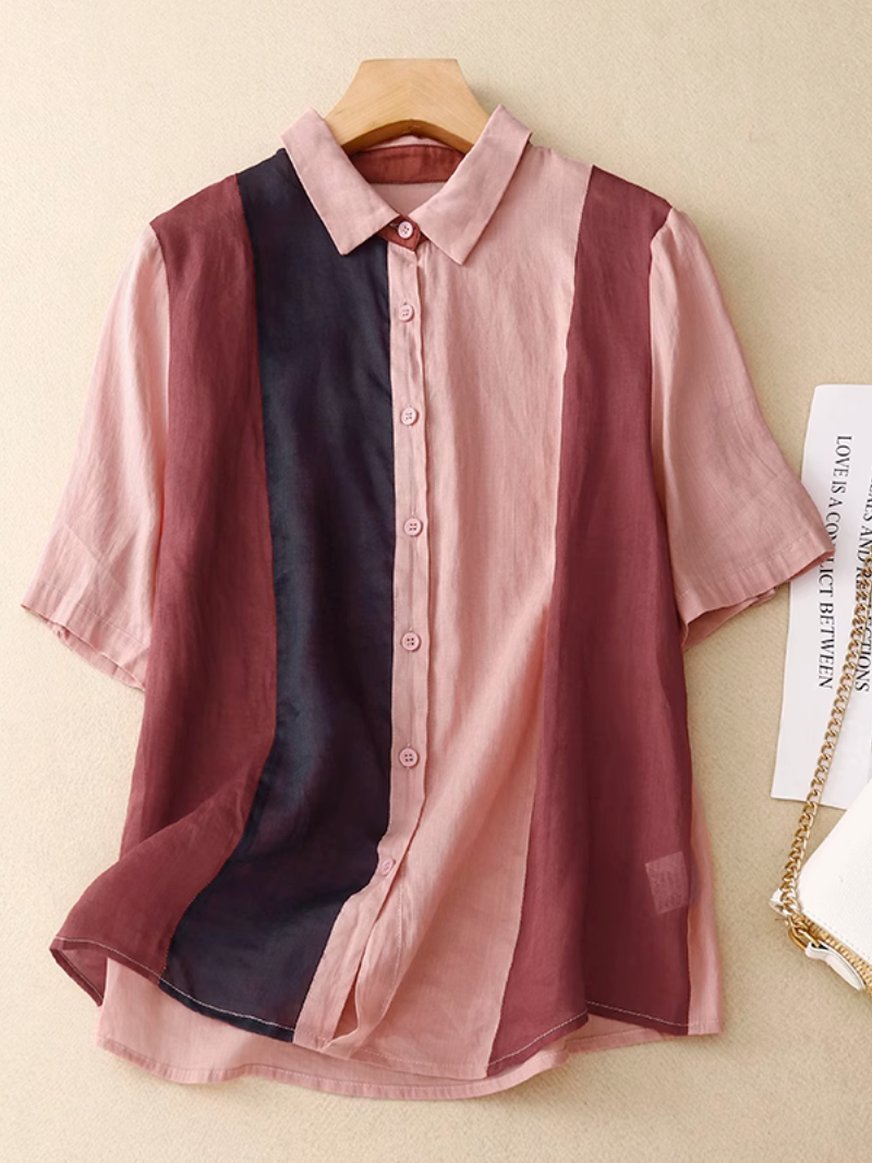 Everday Short-Sleeve Button-Up Shirt top - Fashionpara