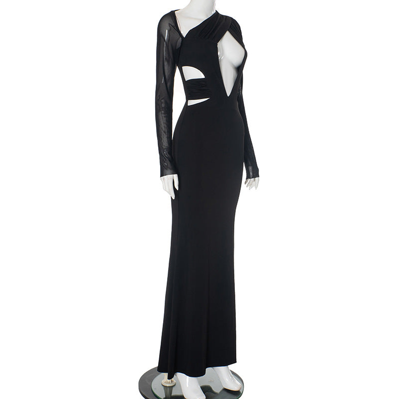 One Shoulder Ruched High Slit Bodycon Maxi Gown 6