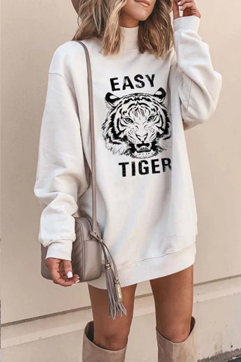 Florcoo Tiger Printed White Mini Dress (2 Colors)