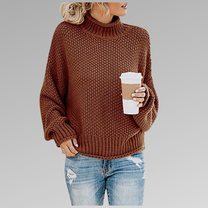 Turtleneck Drop Shoulder Chunky Knit Sweater 4