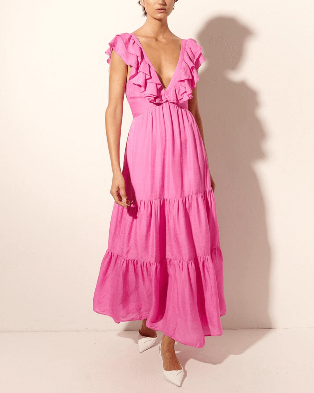 Ruffle Sleeve Cutout Maxi Dress - Fashionpara